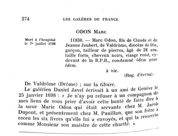 Livres de Marc Oddon galérien obtenus via sa soeur réfugiée à Genève